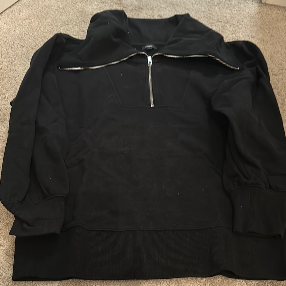 Express Black Zip Up Sweater with Metallic Trim